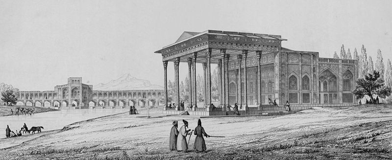 Pavillon of Aynekhane outside perspective by Pascal Coste